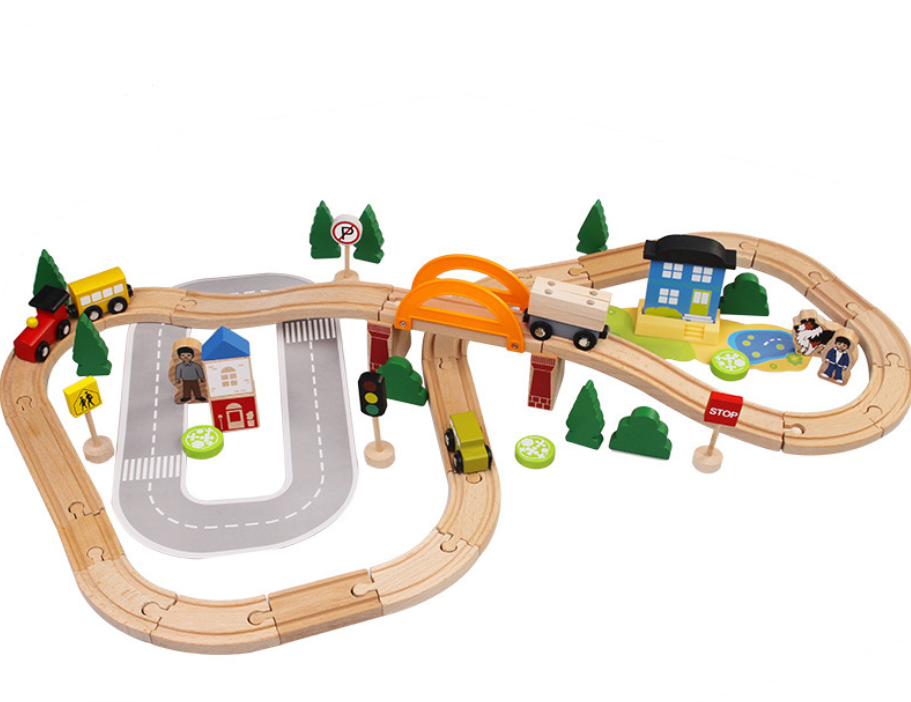 Grand Journey 78-Piece Wooden Train & City Railway Adventure Set