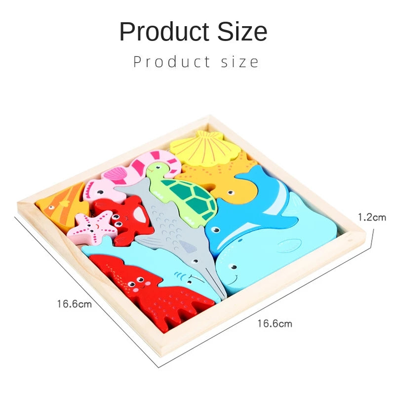Ocean Kingdom: Wooden Interlocking Animal Tangram Puzzle