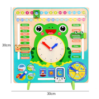 Little Time Explorer: 7-in-1 Interactive Wooden Frog Calendar & Weather Clock