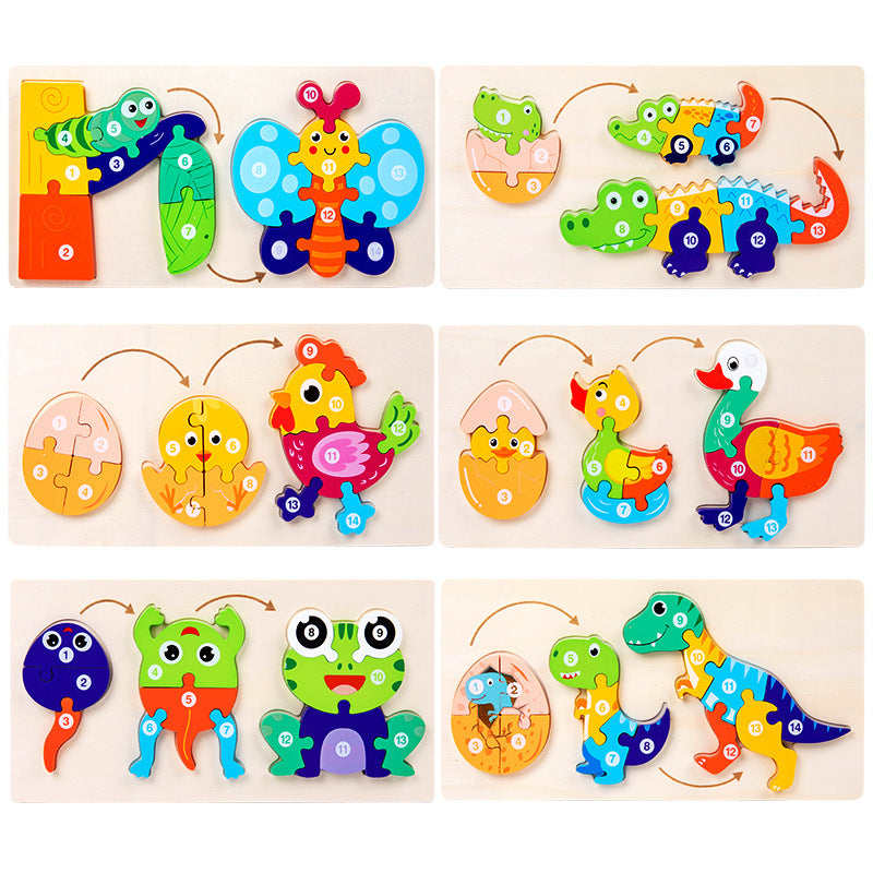 Life Journey Animal Growth & Metamorphosis Wooden Puzzle Board