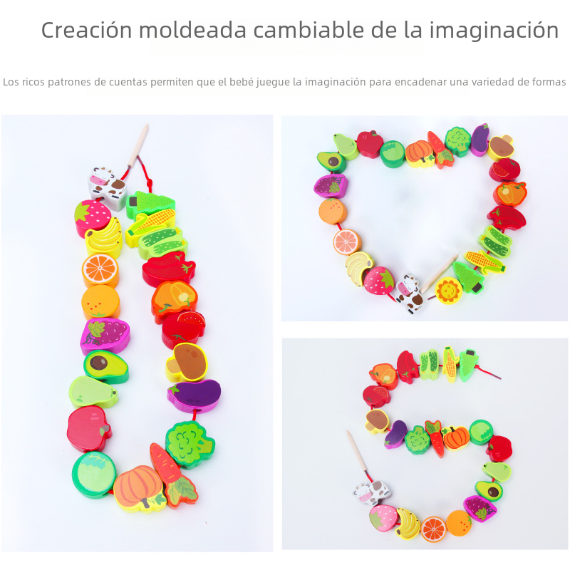 Tiny Crafter Wooden Animal & Fruit Lacing Beads Se
