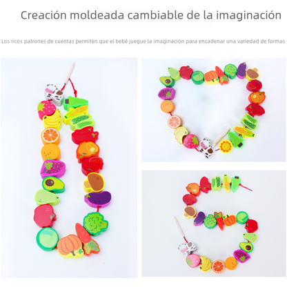 Tiny Crafter Wooden Animal & Fruit Lacing Beads Se