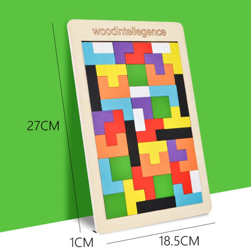 Rainbow Grid  Wooden Geometric Tangram Puzzle