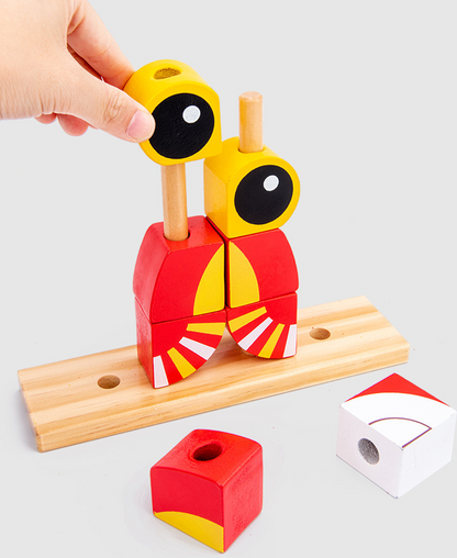 Forest Friends  Wooden Stacking & Animal Matching Puzzle Set