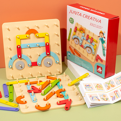 WonderBuilder: Montessori Letter, Number & Shape Pegboard Set