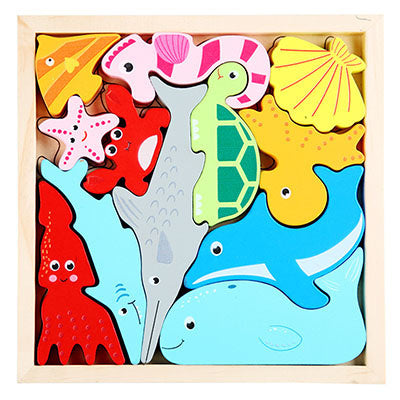 Ocean Kingdom: Wooden Interlocking Animal Tangram Puzzle