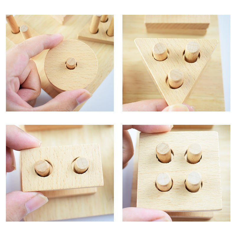 Pure Nature: Montessori Beechwood Geometric Shape Sorting & Stacking Board