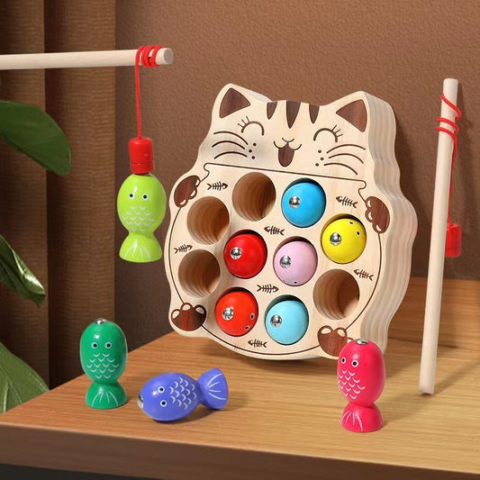 Kleiner Fisher Holz-Magnetspiel Fütterungsspiel Katze & Tier