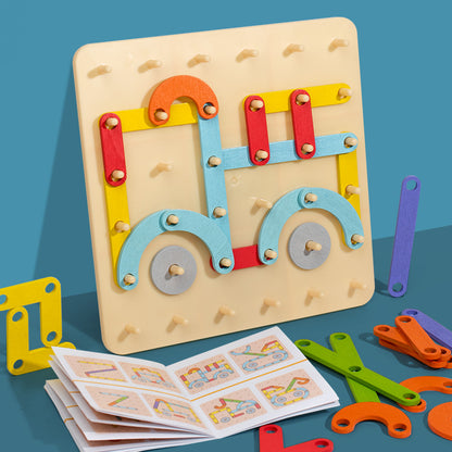 WonderBuilder: Montessori Letter, Number & Shape Pegboard Set
