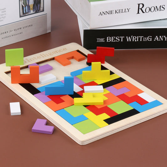 Rainbow Grid  Wooden Geometric Tangram Puzzle