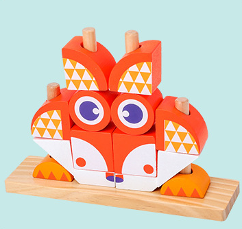 Forest Friends  Wooden Stacking & Animal Matching Puzzle Set