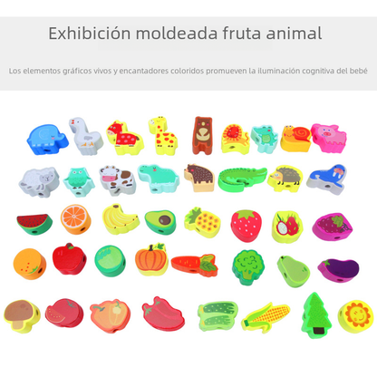 Tiny Crafter Wooden Animal & Fruit Lacing Beads Se