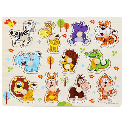 Little Pegs, Big Wonders: Mushroom Knobbed Wooden Puzzle Collection